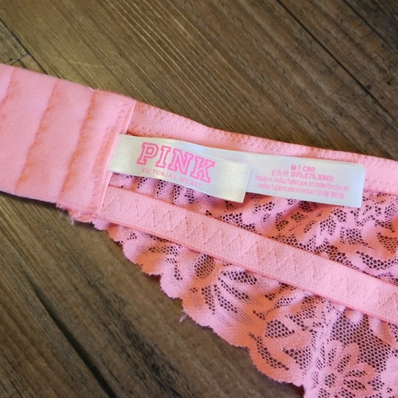 Victoria's Secret PINK Bralette Lace Coral Floral - Picture 8 of 8